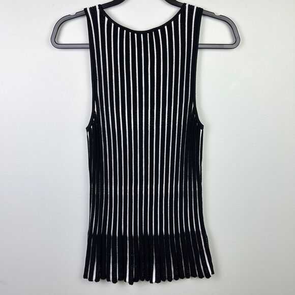 White House Black Market Striped Peplum Sweater Tank Sleeveless Rib Knit Top S - Picture 6 of 11